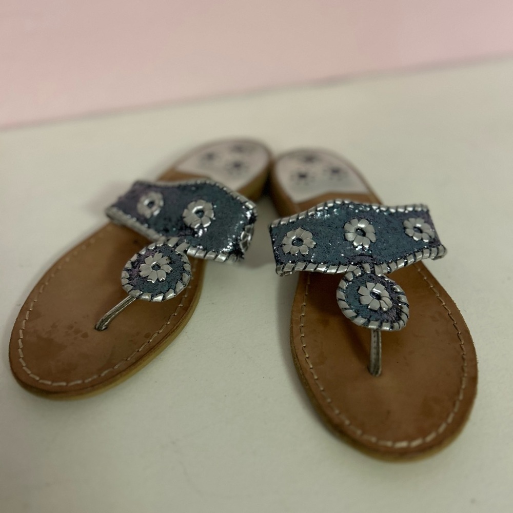 Stylish Blue Metallic Jack Rogers Sandals